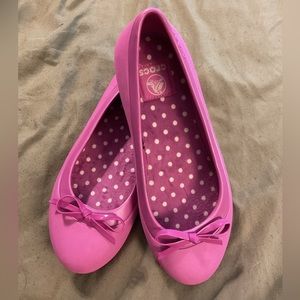 NWOT Crocs 201818 Mammoth Lined Ballet Flats W Bow Slip On Shoes Plum Sz Women 7